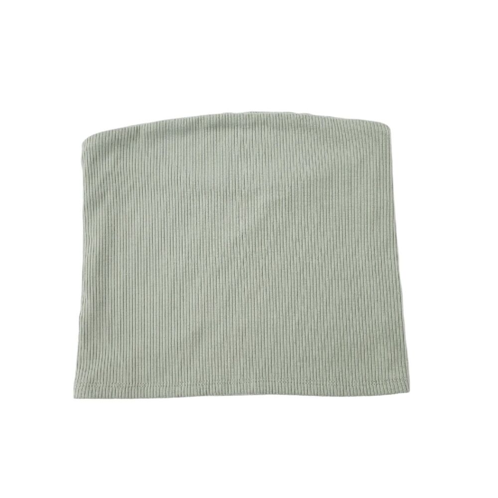 American Eagle Top Womens Medium Crop Tube Ribbed Stretch Sleeveless Green Sexy